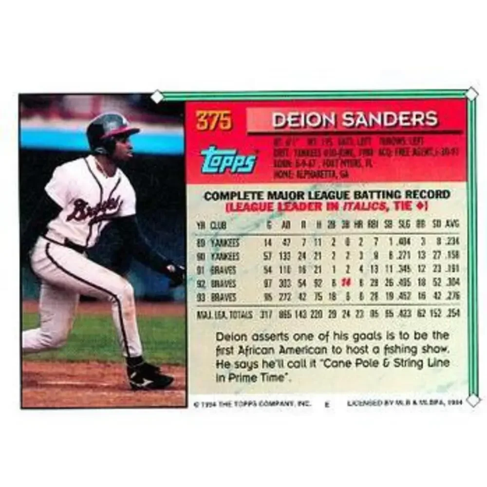 1994 Topps Deion Sanders # 375 Atlanta Braves